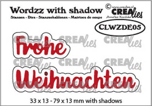 Crealies mallen CLWZDE05 Wordzz with Shadow Frohe Weihnachten (DE)