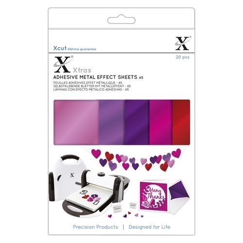 Xcut Xtras' A5 Adhesive Metal Effect Sheets (20pcs) - Pinks