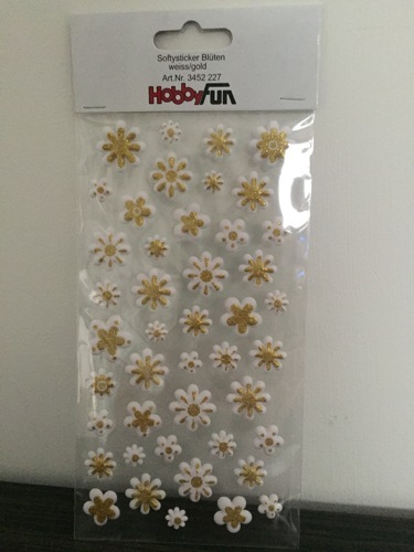 Softy sticker bloemen wit/goud