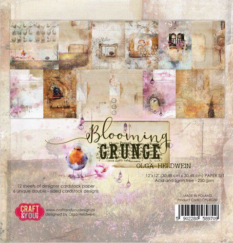 Craft&You Blooming Grunge Big Paper Set 12x12 12 vel CPS-BG30 (07-21)