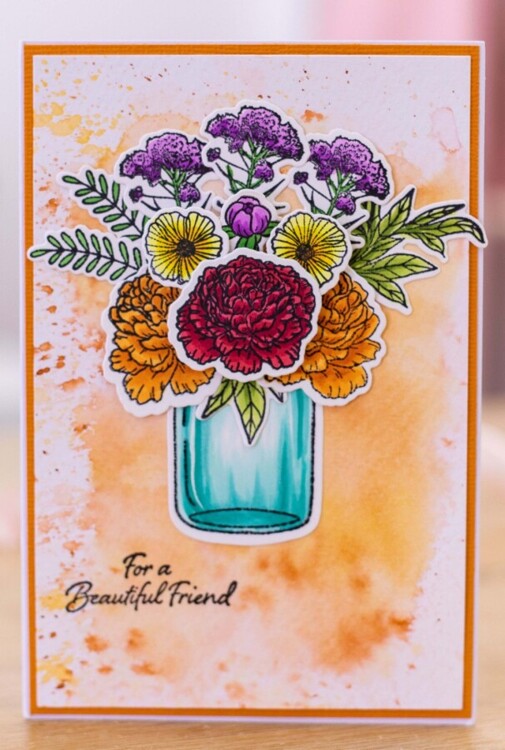 Gemini Clearstamp&snijmal set - Build-A-Bouquet - For a Beautiful Friend