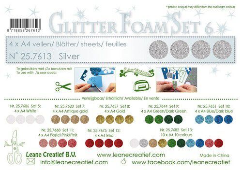 LeCrea - Glitter foam 4 vel A4 - Zilver 25.7613 (09-21)