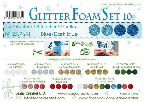 LeCrea - Glitter foam 4 vel A4 - Blauw 25.7651 (09-21)