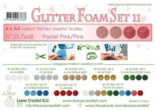 LeCrea - Glitter foam 4 vel A4 - Roze 25.7668 (09-21)