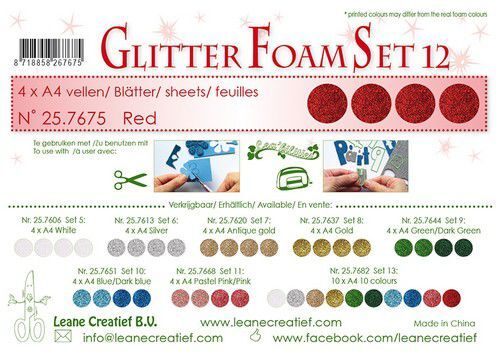 LeCrea - Glitter foam 4 vel A4 - Rood 25.7675 (09-21)