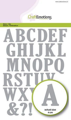 CraftEmotions mallen Alfabet hoofdletters Card 12x20,5cm 40mm (08-21)