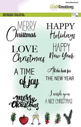 CraftEmotions stempels Text Christmas cards (Eng) GB Dimensional stamp