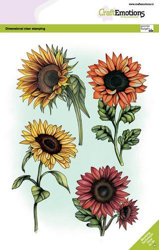 CraftEmotions clearstamps A5 - Zonnebloemen GB Dimensional stamp (09-21)