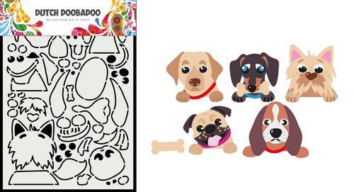 Dutch Doobadoo Card Art A5 Peek a boo hondjes 470.784.037 210x148,5mm (10-21)