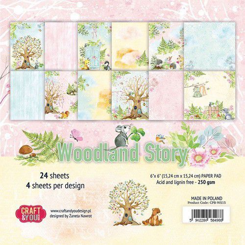 Craft&You Woodland Story Small Paper Pad 6x6 36 vel CPB-WS15 (10-21)