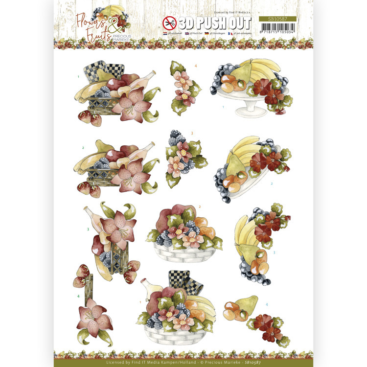 3D Push Out - Precious Marieke - Flowers and Fruits - Flowers and Bananas