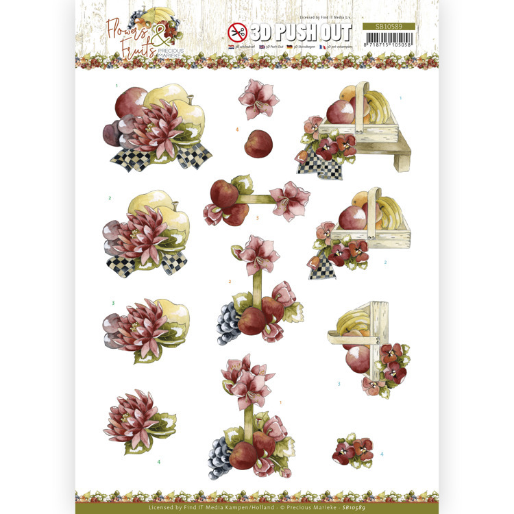 3D Push Out - Precious Marieke - Flowers and Fruits - Flowers and Apples