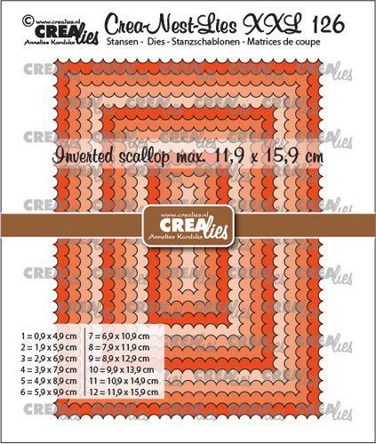 Crealies Crea-nest-dies XXL Rechthoeken omgekeerde scallop CLNestXXL126 11,9x15,9cm (12-21)