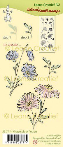 LeCrea - Clear stamp combi Aquarel bloemen 55.7774 (01-22)