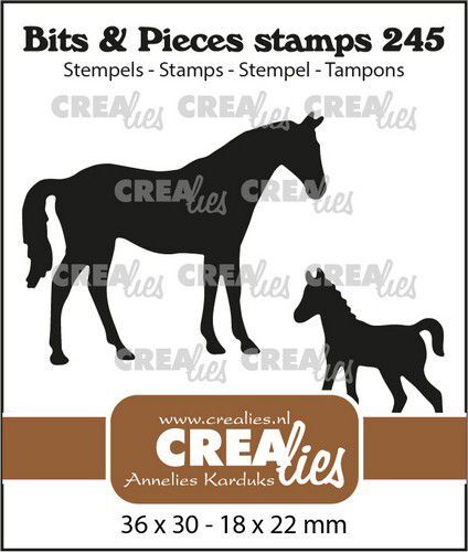 Crealies Clearstamp Bits & Pieces Merrie en veulen silhouet BP245 36x30mm (04-22)
