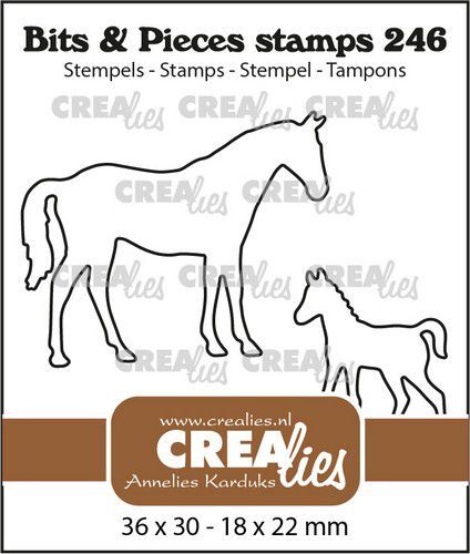 Crealies Clearstamp Bits & Pieces Merrie en veulen omlijning BP246 36x30mm (04-22)