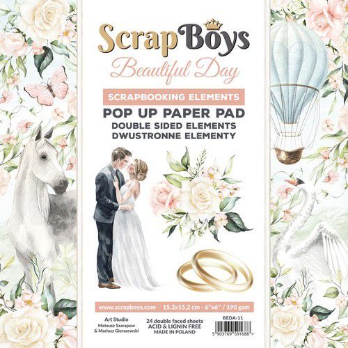 Scrapboys POP UP Paper Pad double sided elements - Beautiful day BEDA-11 190gr 15,2x15,2cm (03-22)