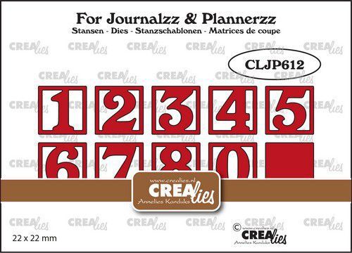 Crealies Journalzz & Pl Stans cijfers in vierkantjes CLJP612 22mm (05-22)