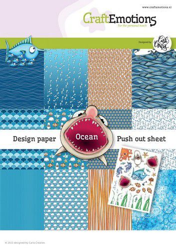 CraftEmotions Design Ocean 12 vel + push out vel - A5 Carla Creaties A5 12+1 (05-22)