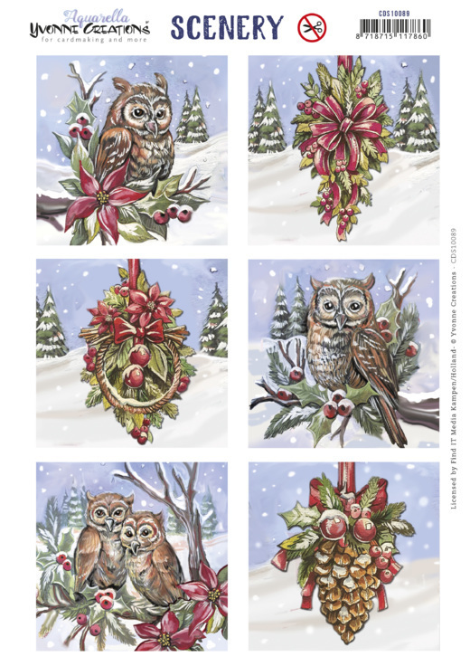 Scenery - Yvonne Creations - Aquarella - Christmas Miracle - Owl Square