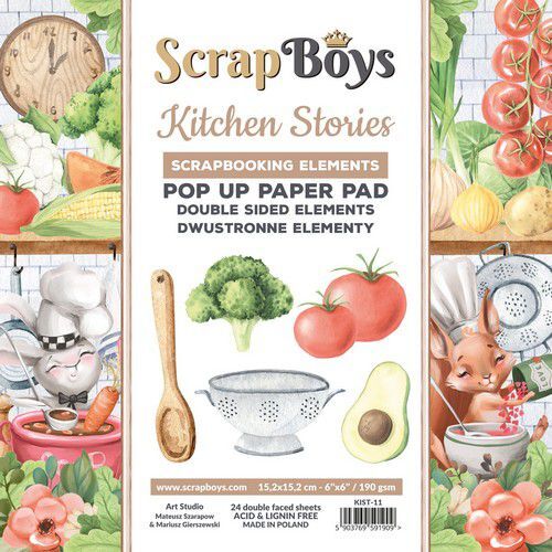 Scrapboys POP UP Paper Pad double sided elements - Kitchen Stories KIST-11 190gr 15,2x15,2cm (07-22)