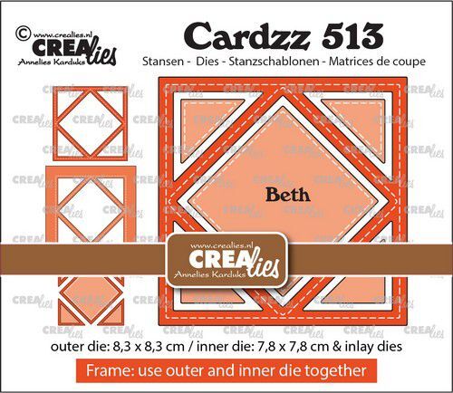 Crealies Cardzz Frame & Inlay Beth diamant CLCZ513 8,3x8,3 - 7,8x7,8cm + inlay dies (07-22)