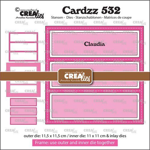 Crealies Cardzz Frame & Inlay Claudia 3x rechthoek CLCZ532 11,5x11,5 - 11x11cm + inlay dies (07-22)
