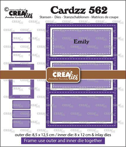 Crealies Cardzz Frame & Inlay Emily 3x rechthoek CLCZ562 8,5x12,5 - 8x12cm + inlay dies (07-22)