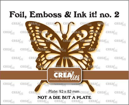 Crealies Foil, Emboss&Ink it! Zwaluwstaart vlinder CLFEI02 Plate not a die: 92x82mm (07-22)