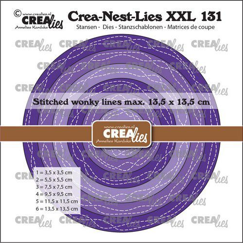 Creadies Crea-nest-dies XXL Cirkels met 2 slinger stiklijnen CLNestXXL131 13,5x13,5cm (07-22)