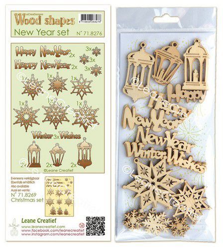 LeCrea - Wood shapes Nieuwjaar set 71.8276 (08-22)