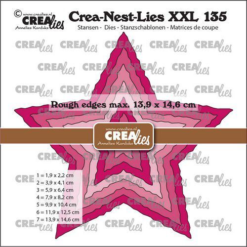Crealies Crea-nest-dies XXL Sterren met ruwe rand CLNestXXL135 max. 13,9x14,6cm (08-22)