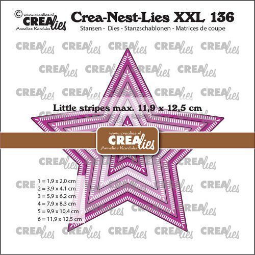 Crealies Crea-nest-dies XXL Sterren met kleine streepjes CLNestXXL136 max. 11,9x12,5cm (08-22)