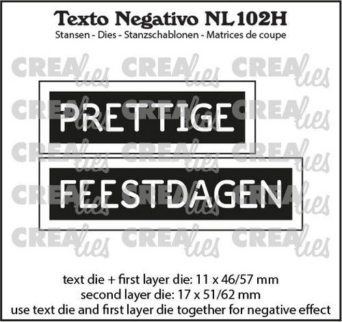 Crealies Texto NL: PRETTIGE FEESTDAGEN (horizontaal) NL102H max. 17x51/62mm (08-22)