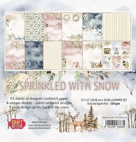 Craft&You Sprinkled with Snow Big Paper Set 12x12 12 vel CPS-SWS-12 (09-22)