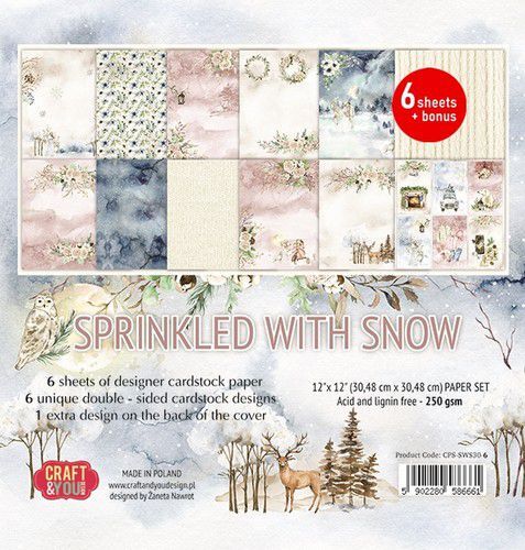 Craft&You Sprinkled with Snow Paper Set (6) 12x12 12 vel CPS-SWS-6 (09-22)
