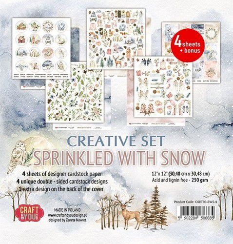 Craft&You Sprinkled with Snow Creative Set (4) 12x12 8 vel CSET03-SWS-4 (09-22)
