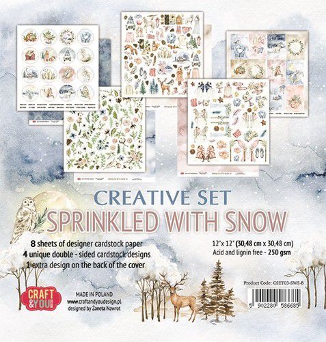 Craft&You Sprinkled with Snow Creative Set (8) 12x12 12 vel CSET04-SWS-8 (09-22)