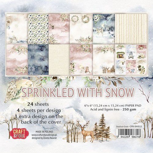 Craft&You Sprinkled with Snow Small Paper Pad 6x6 24 vel CPB-SWS15 (09-22)