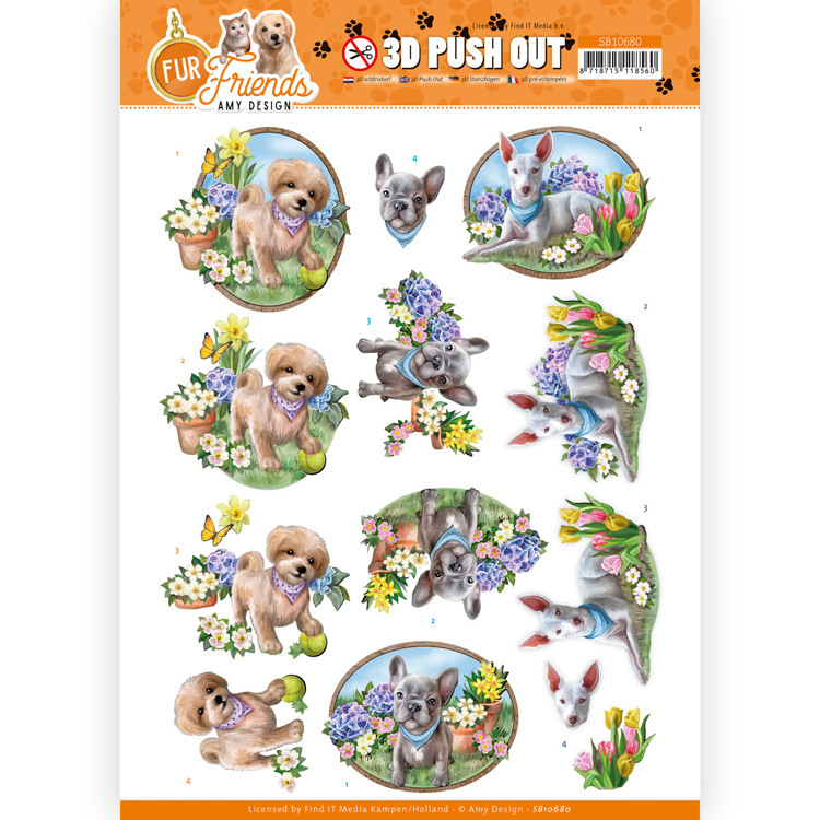 3D Push Out - Amy Design - Fur Friends - Dogs in the Garden