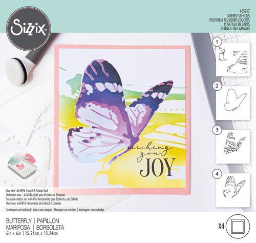 Sizzix Layered Stencils 4PK Butterfly 665262  Olivia Rose (10-22)