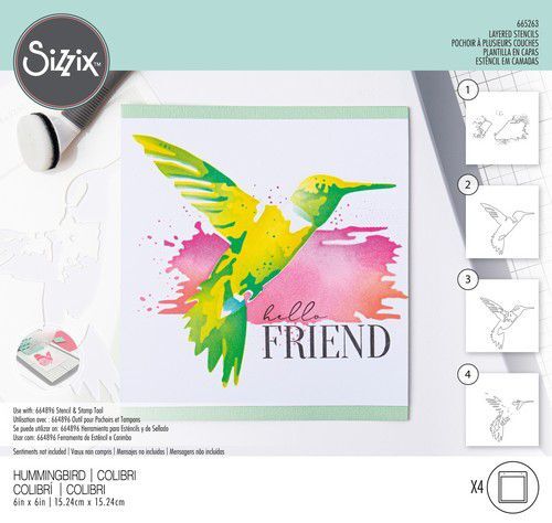 Sizzix Layered Stencils 4PK Hummingbird 665263  Olivia Rose (10-22)