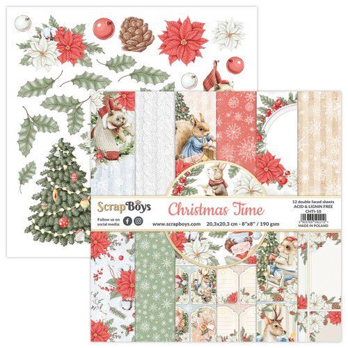ScrapBoys Christmas Time paperpad 12 vl+cut out elements-DZ CHTI-10