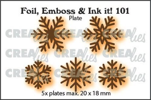 Crealies Foil, Emboss & Ink it! Sneeuwvlokken 5x CLFEI101 max. 20x18mm (10-22)