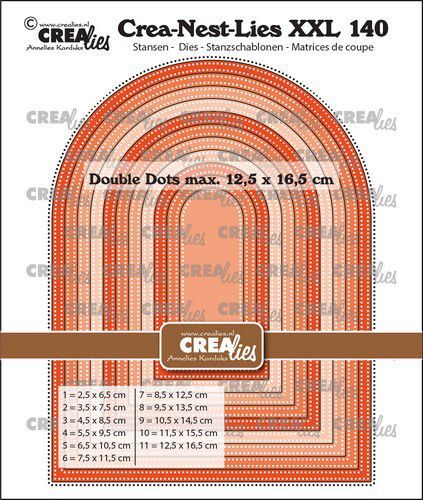 Crealies mallen CLNESTXXL140 Boog hoog dubbele stippenlijn
