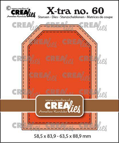 Crealies mallen CLXtra60  ATC Label met stiksteeklijn