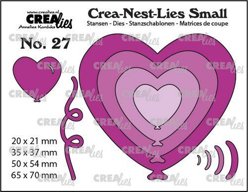 Crealies Crea-nest-Lies Small Ballonnen hartvorm 4x CNLS27 max. 65x70mm (10-22)