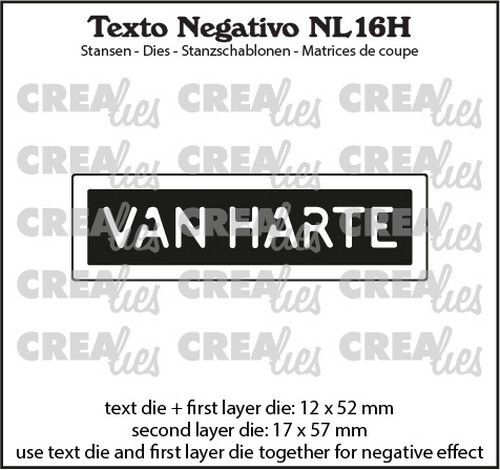Crealies Texto Negativo Die VAN HARTE  - NL (H) NL16H max. 17x57mm (10-22)