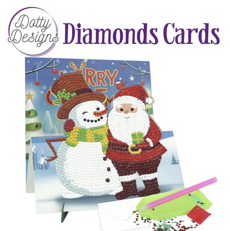 Dotty Designs Diamond Easel Card 144 - Santa and Snowman