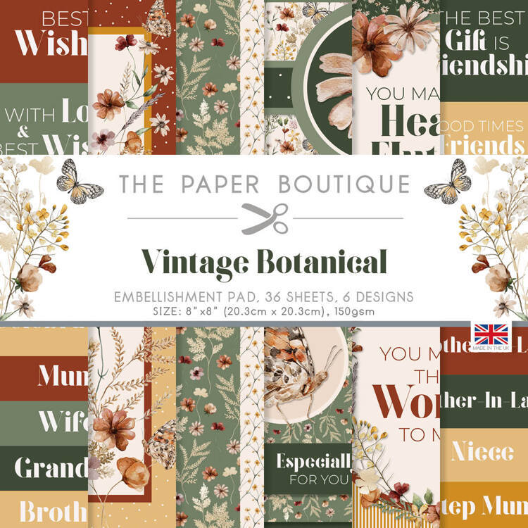 The Paper Boutique Vintage Botanical 8x8 Embellishments Pad